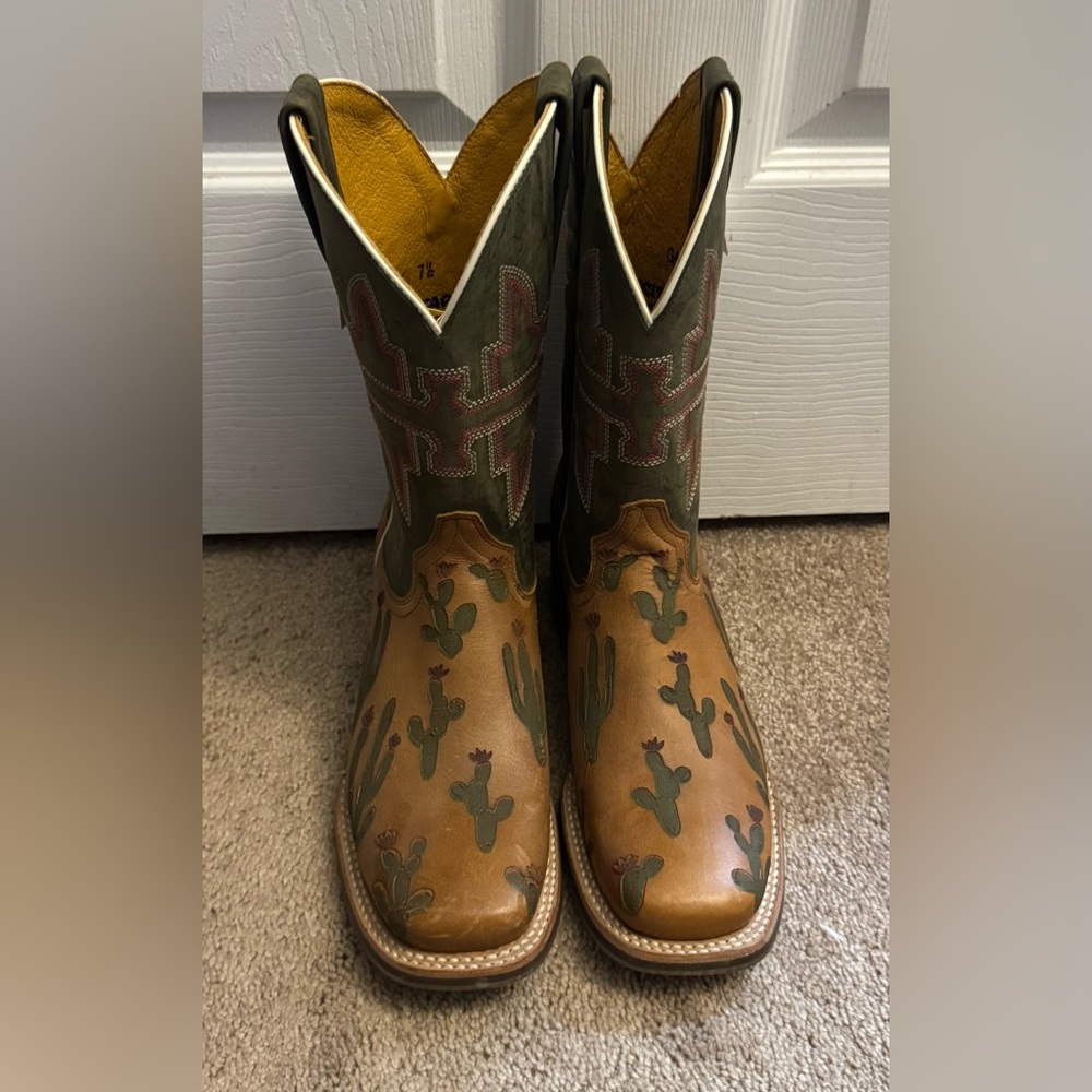 Cactus Embroidered Cowboy Boots